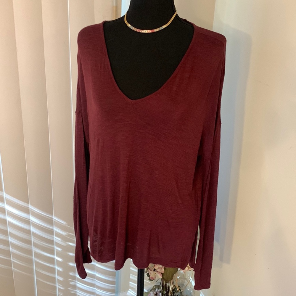 🌹 Madewell • Casual Maroon Long Sleeve Comfortable Shirt •